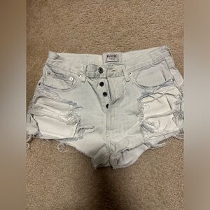 Agolde distressed white jean shorts size 26